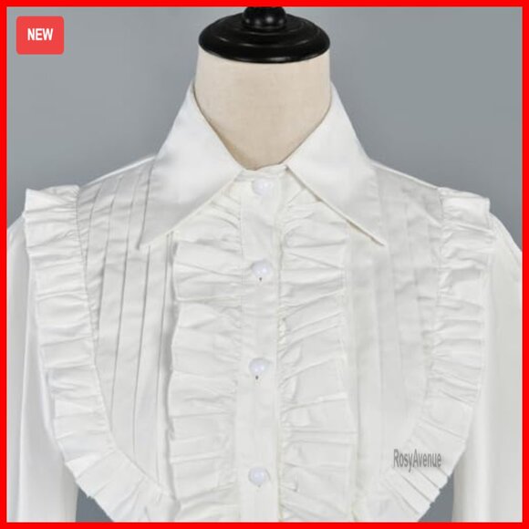 Victorian Gothic Cotton Blouse with Lace-Up Back and Ruffles - Picture 6 of 7